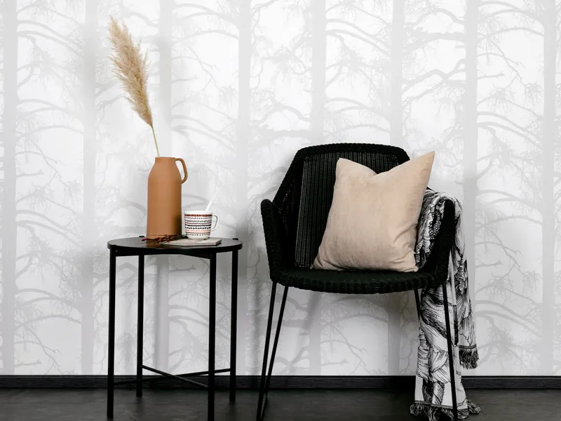 Kelohonka savinharmaa klassinen puutapetti Vallilalta