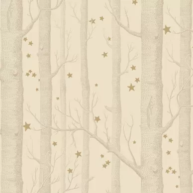 Cole & Son Woods & Stars trädtapet beige-guld image