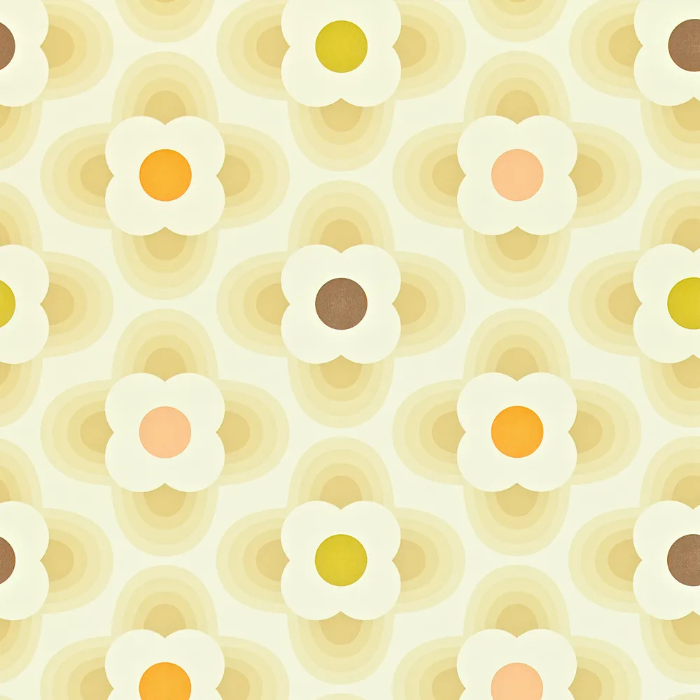 Multi Striped Petal keltainen graafinen kukkatapetti Orla Kiely Harlequin image