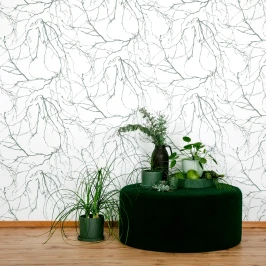 Oksat vihreavalkoinen oksatapetti Vallilalta